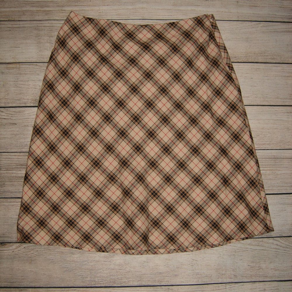 Worthington Tan Plaid Skirt 12